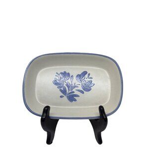 VTG Pfaltzgraff Yorktowne Blue & White Hors d’Oeuvre Serving Tray 4.5"x6.5" USA